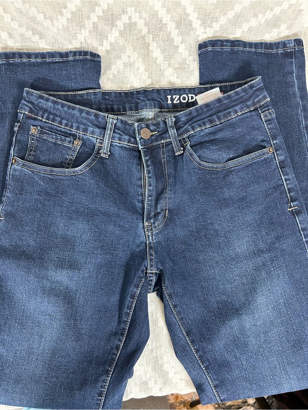 Izod Women's Straight-Leg Denim Jeans in Dark Blue Wash